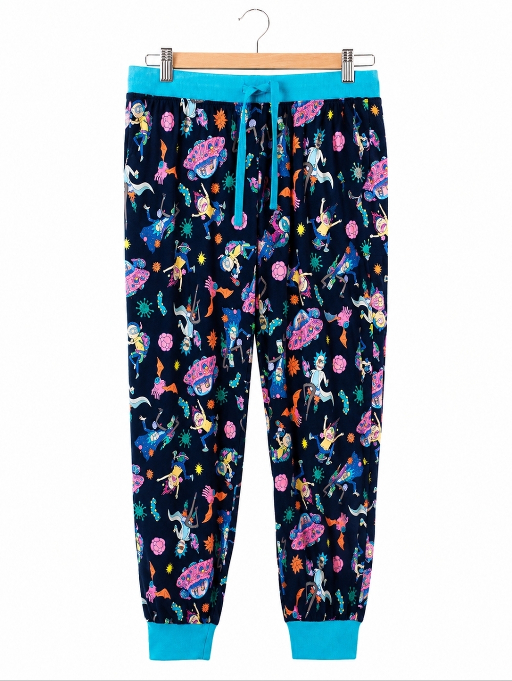 Rick and Morty Lounge Pajama Pants Blue Graphic Joggers Size XL